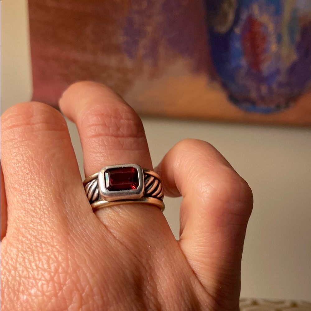 Vintage David Yurman Cable Ring with Garnet